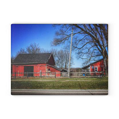 U R There Photography Imlay Reds Rustic Farmhouse Tempered-Glass Cutting Board
