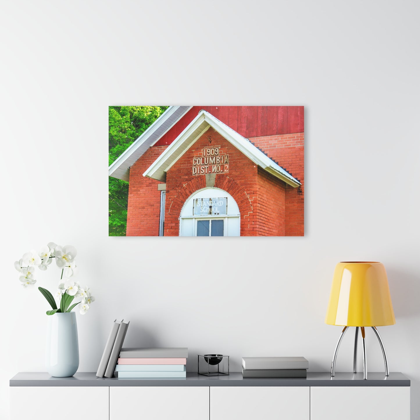 U R There Photography French Road Old Standard Schoolhouse II Rustic Farmhouse Acrylic Wall Print