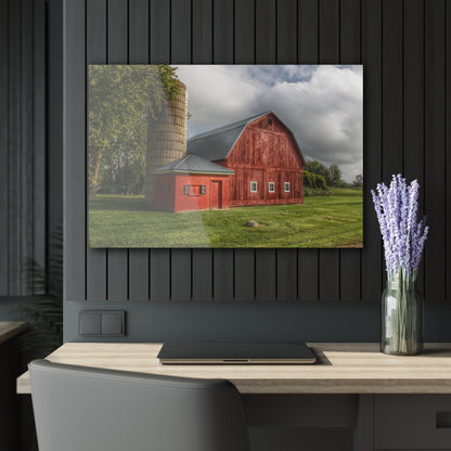 U R There Photography Hollow Corners Red and Silo Rustic Farmhouse Acrylic Wall Print