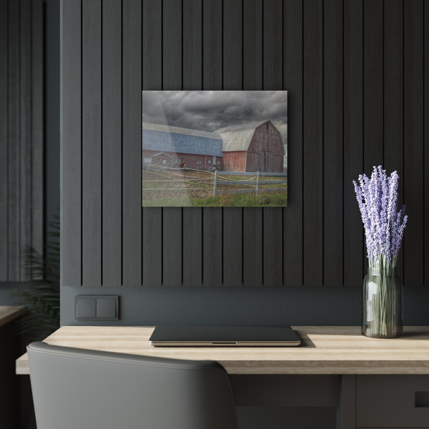 U R There Photography Sandusky Horse Barn Against Fall Skies Rustic Farmhouse Acrylic Wall Print