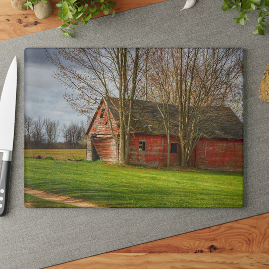 U R There Photography Centerline Shack Rustic Farmhouse Tempered-Glass Cutting Board