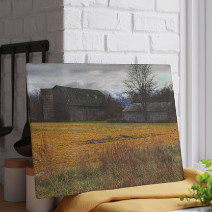 U R There Photography Fields of Golden Clover Rustic Farmhouse Tempered-Glass Cutting Board