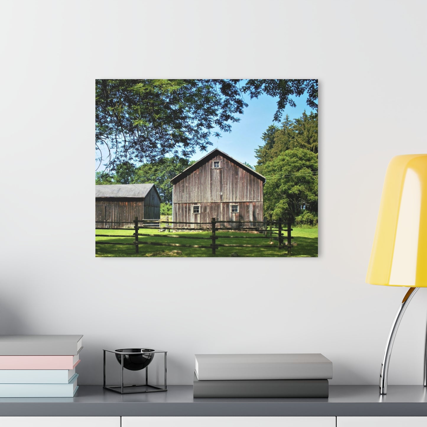 U R There Photography Otisville Grey Rustic Farmhouse Acrylic Wall Print