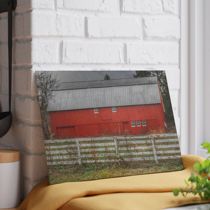 U R There Photography Corralled Red Rustic Farmhouse Tempered-Glass Cutting Board