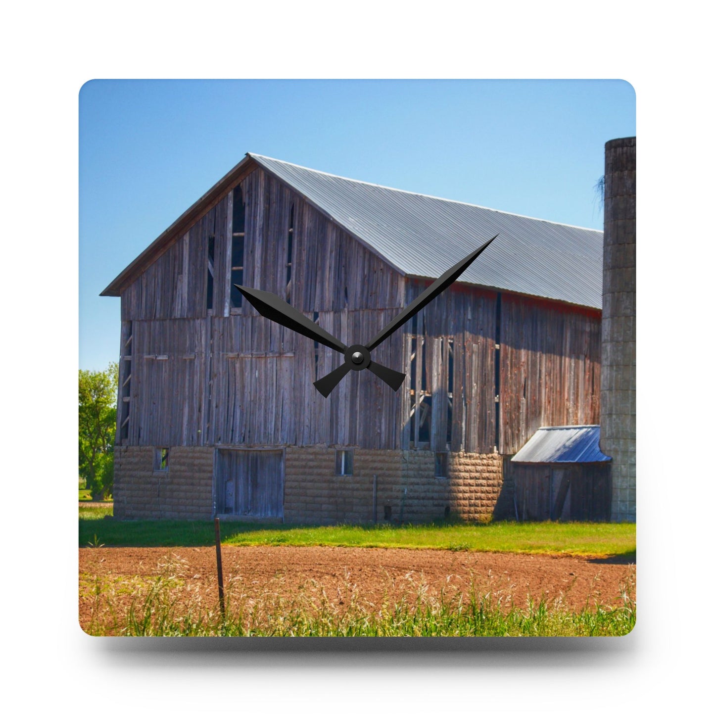 U R There Photography Gilford Grey III Rustic Farmhouse Acrylic Analog Wall Clock