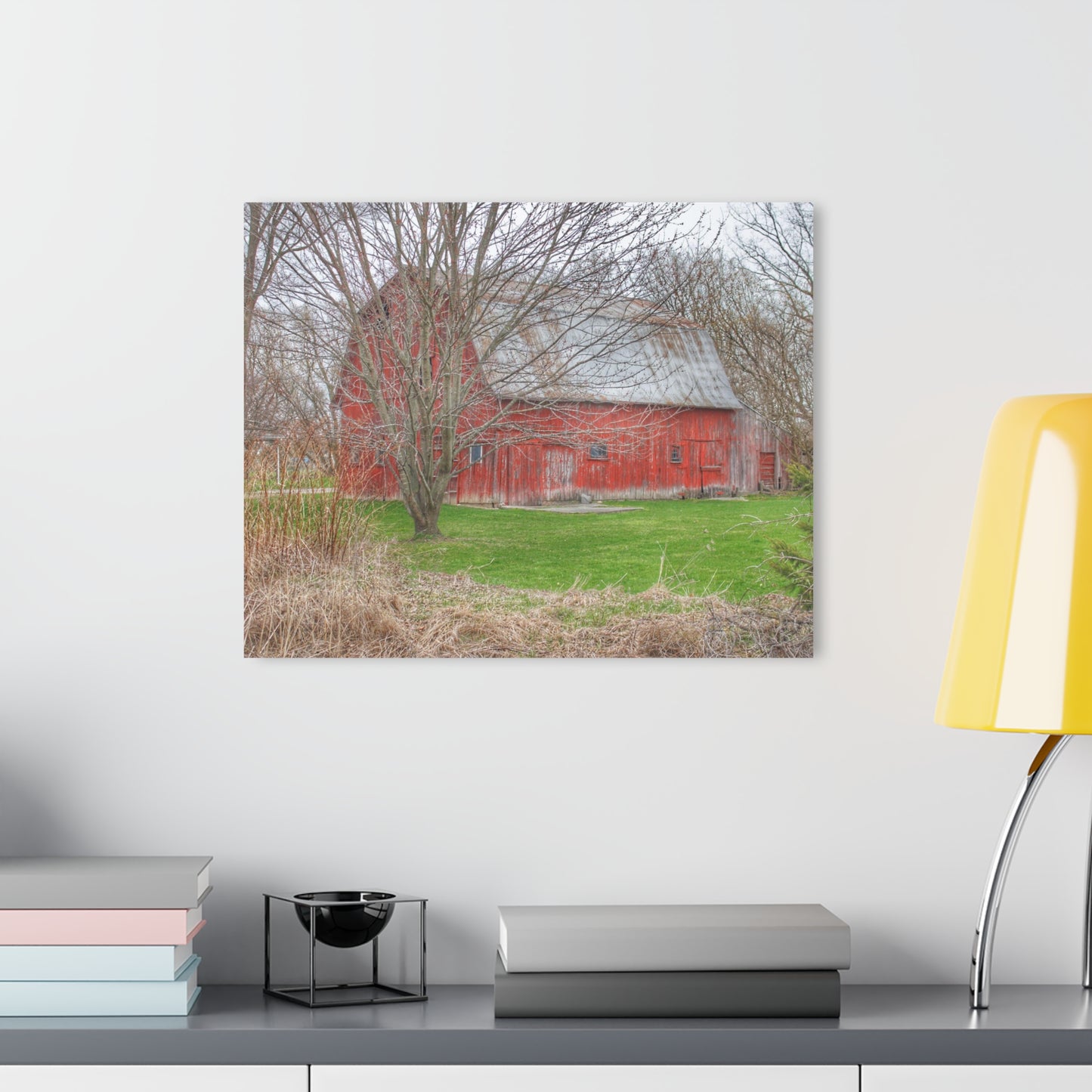 U R There Photography Dodge Road Rusted Red Rustic Farmhouse Acrylic Wall Print