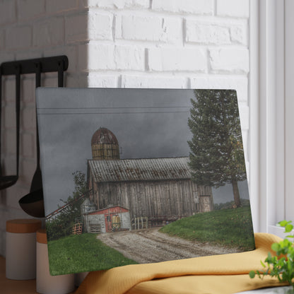 U R There Photography North Lake Road Grey Rustic Farmhouse Tempered-Glass Cutting Board