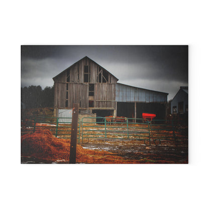 U R There Photography Chapman Road Grey II Rustic Farmhouse Tempered-Glass Cutting Board