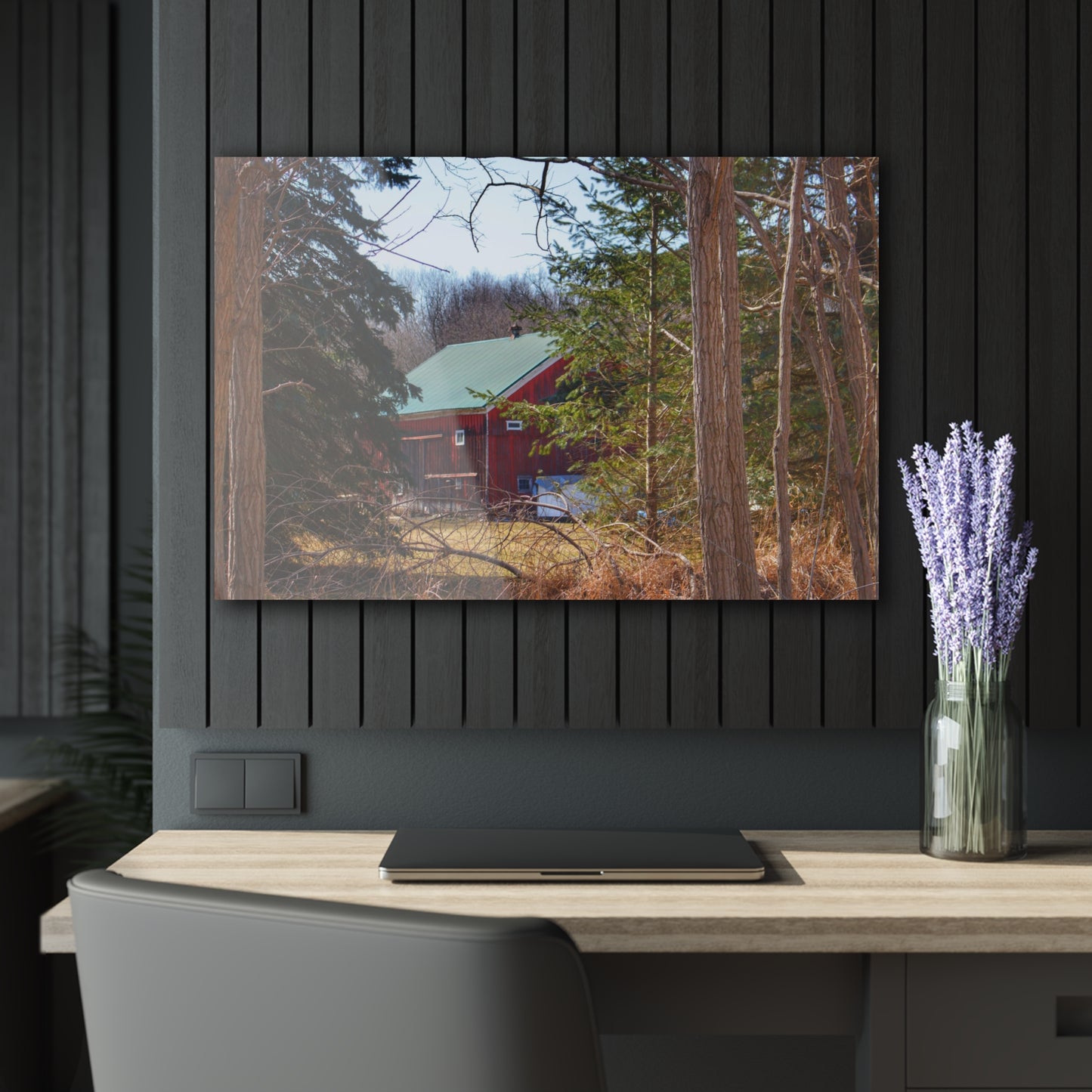 U R There Photography Bordman Road Hidden Red Rustic Farmhouse Acrylic Wall Print
