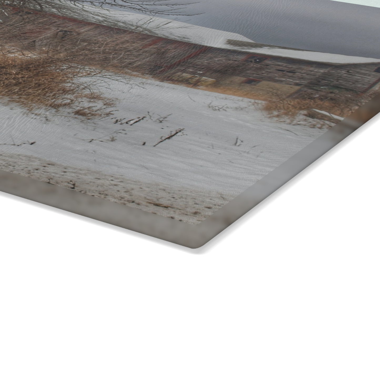 U R There Photography Midwinter Red Rustic Farmhouse Tempered-Glass Cutting Board