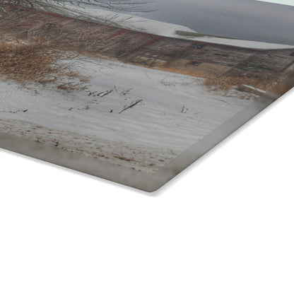 U R There Photography Midwinter Red Rustic Farmhouse Tempered-Glass Cutting Board
