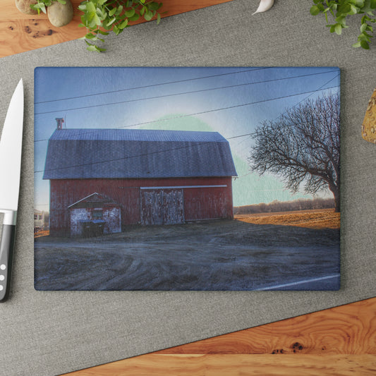 U R There Photography Rochester Red on a Spring Morning Rustic Farmhouse Tempered-Glass Cutting Board