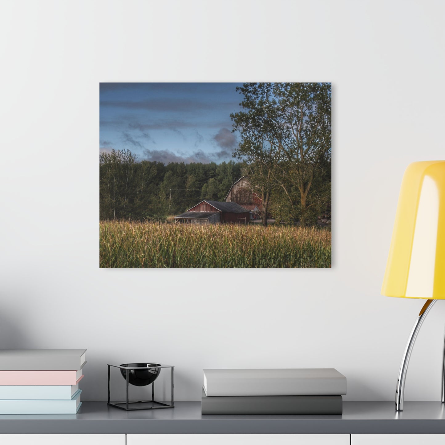 U R There Photography West Oregon Road Hidden Red II Rustic Farmhouse Acrylic Wall Print