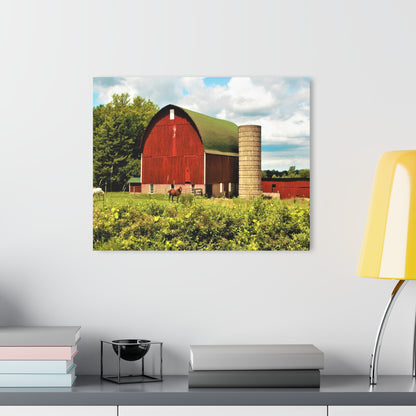 U R There Photography Elmwood Road Red and Horses Rustic Farmhouse Acrylic Wall Print