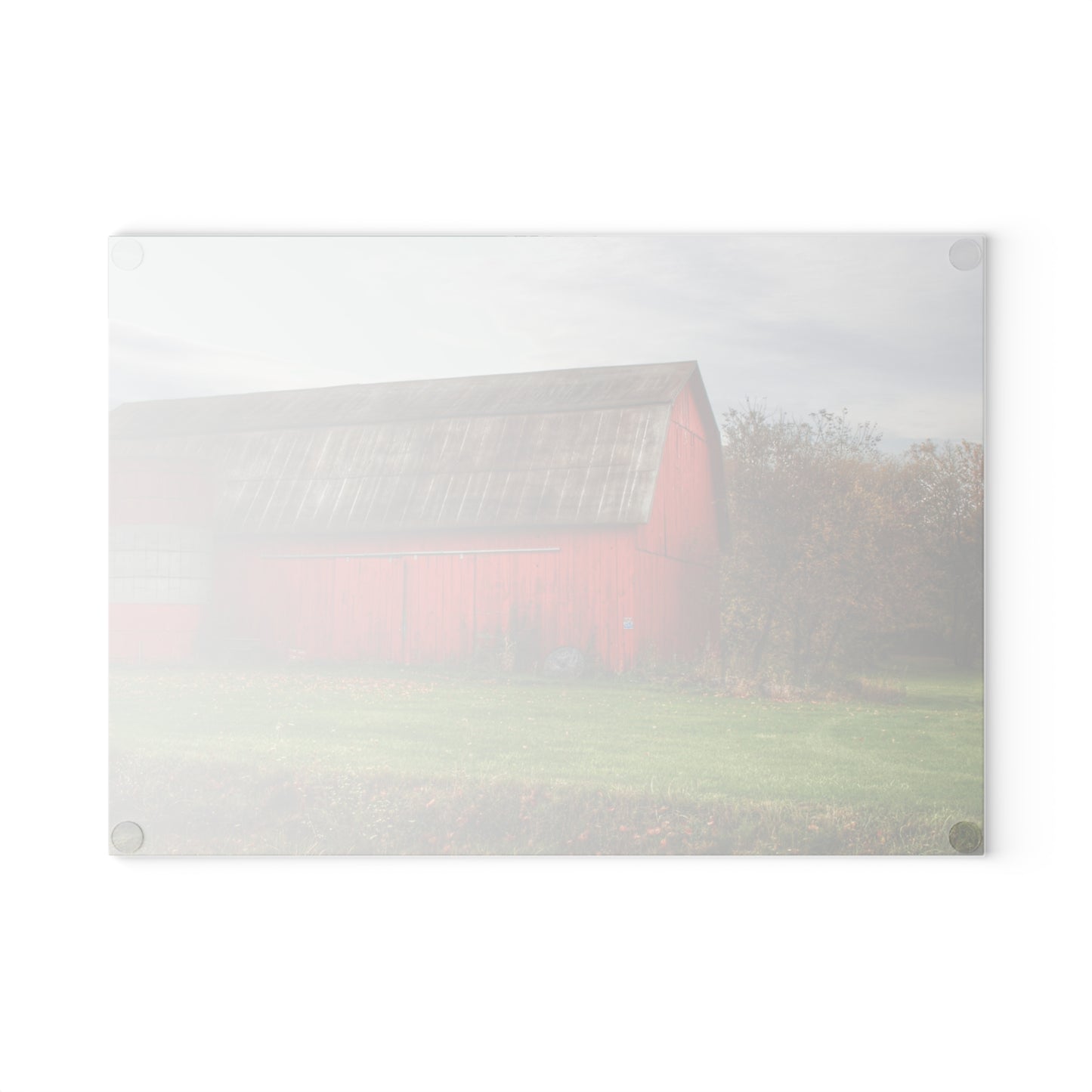 U R There Photography Oak Road Barber Barn I Rustic Farmhouse Tempered-Glass Cutting Board