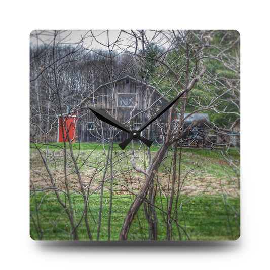 U R There Photography Hidden Capac Grey Rustic Farmhouse Acrylic Analog Wall Clock