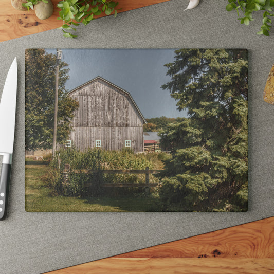 U R There Photography Roadside Grey of Vassar Rustic Farmhouse Tempered-Glass Cutting Board