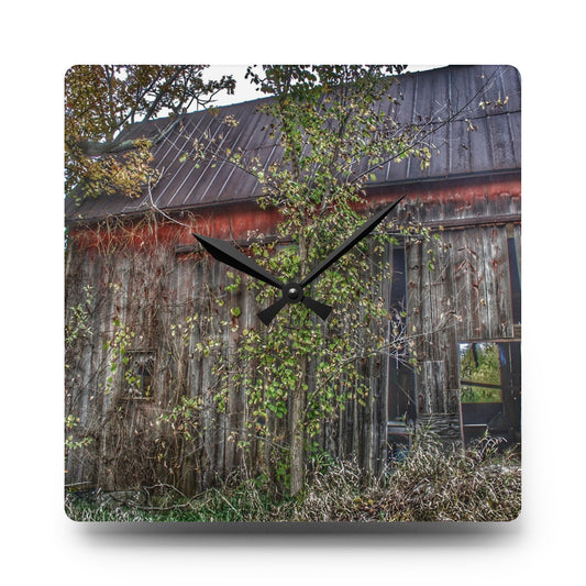 U R There Photography Annies Barn II Rustic Farmhouse Acrylic Analog Wall Clock 10.75'' × 10.75'' (Square)