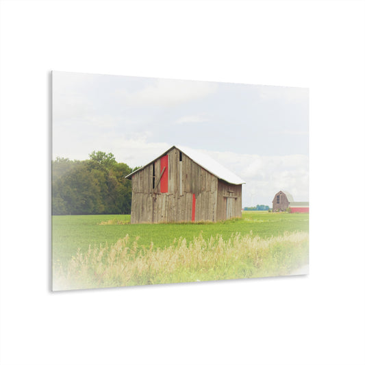 U R There Photography Square Barn with Barn in the Distance Rustic Farmhouse Acrylic Wall Print