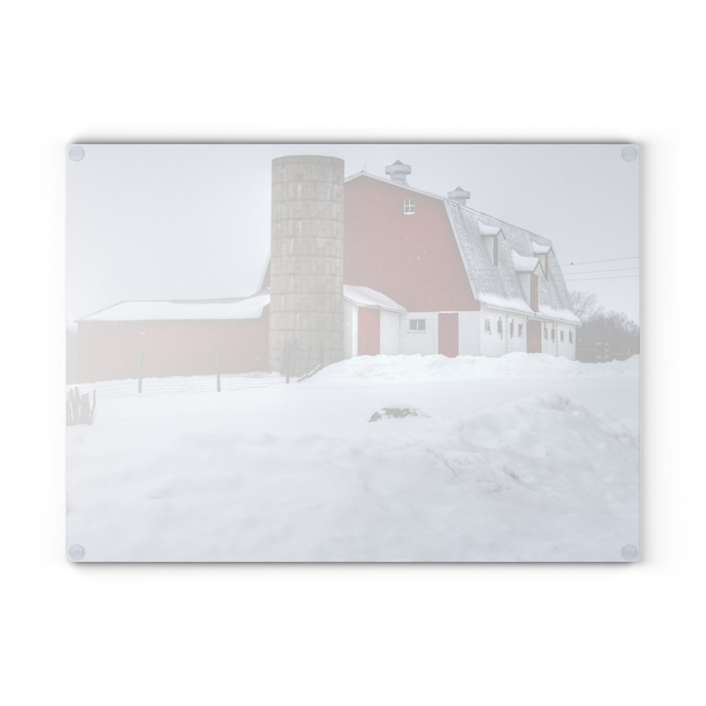 U R There Photography South Elba Block Red Rustic Farmhouse Tempered-Glass Cutting Board