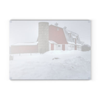 U R There Photography South Elba Block Red Rustic Farmhouse Tempered-Glass Cutting Board