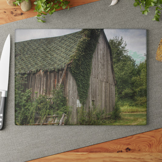U R There Photography Chambers Grey Rustic Farmhouse Tempered-Glass Cutting Board