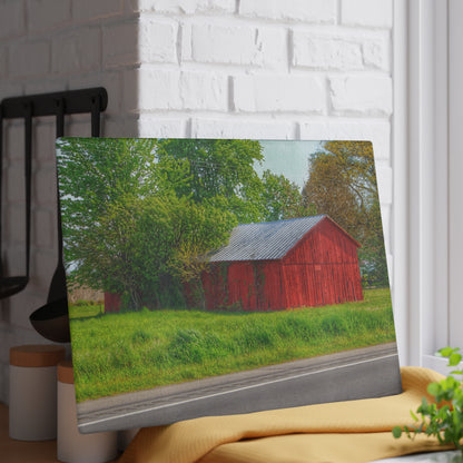 U R There Photography M-25 Little Red Rustic Farmhouse Tempered-Glass Cutting Board