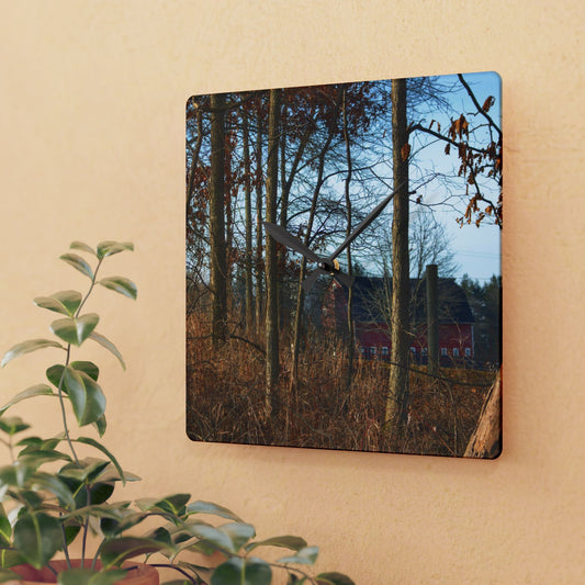 U R There Photography Blood Road Red II Rustic Farmhouse Acrylic Analog Wall Clock