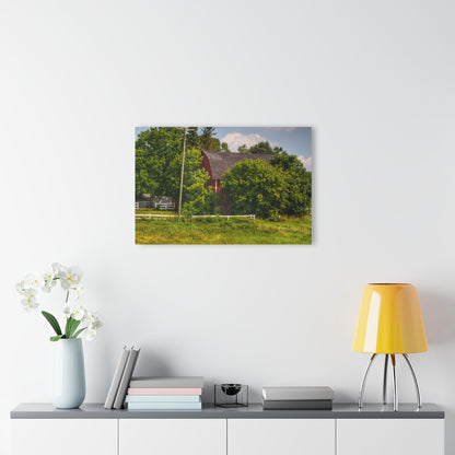 U R There Photography Hidden Red Beyond the Fence Rustic Farmhouse Acrylic Wall Print