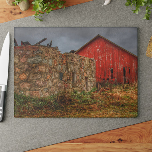 U R There Photography Stanley Road Ruins Rustic Farmhouse Tempered-Glass Cutting Board