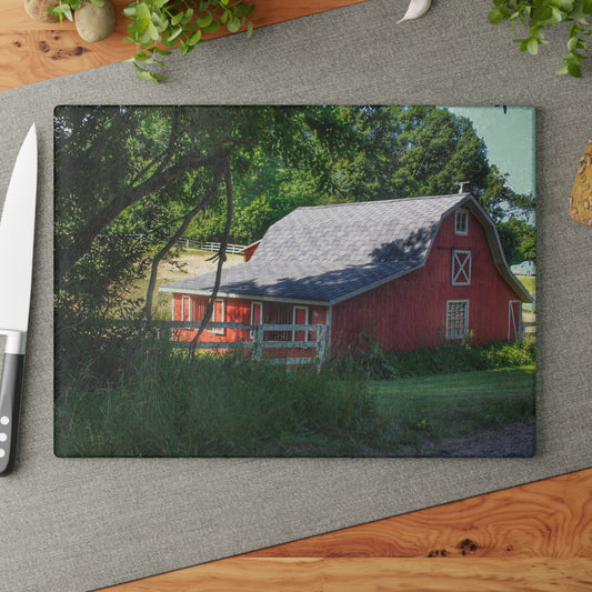 U R There Photography Davis Lake Road Little Red Rustic Farmhouse Tempered-Glass Cutting Board