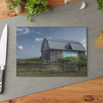 U R There Photography Harris Road Grey Rustic Farmhouse Tempered-Glass Cutting Board
