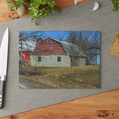 U R There Photography Indian Trail Block Barn at the Bend Rustic Farmhouse Tempered-Glass Cutting Board