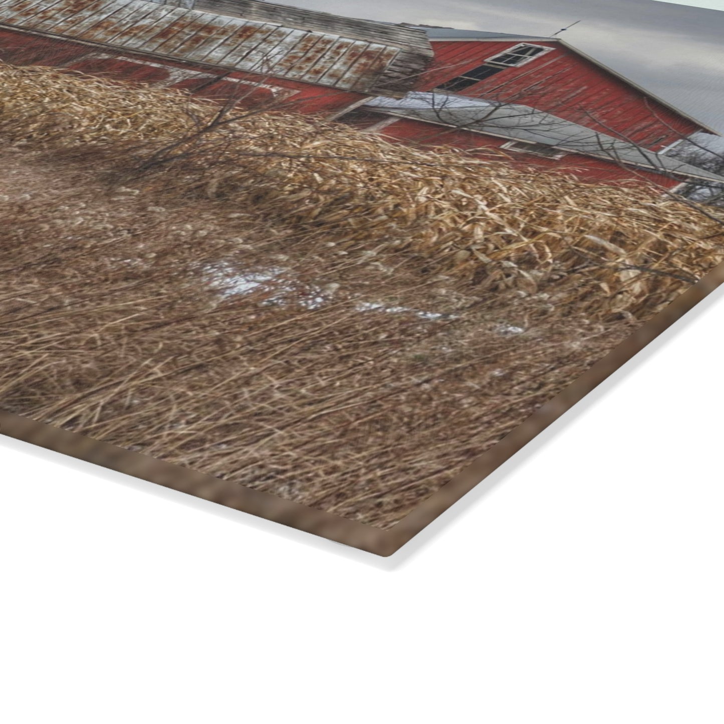 U R There Photography Edward Road Reds Rustic Farmhouse Tempered-Glass Cutting Board