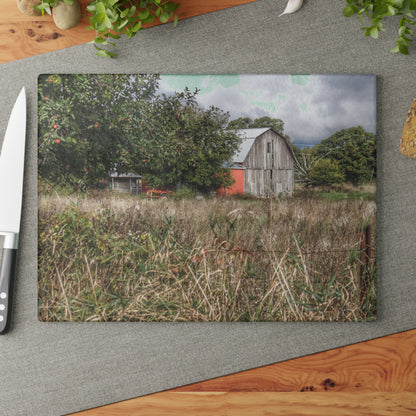 U R There Photography East Frances Road Hidden Grey I Rustic Farmhouse Tempered-Glass Cutting Board