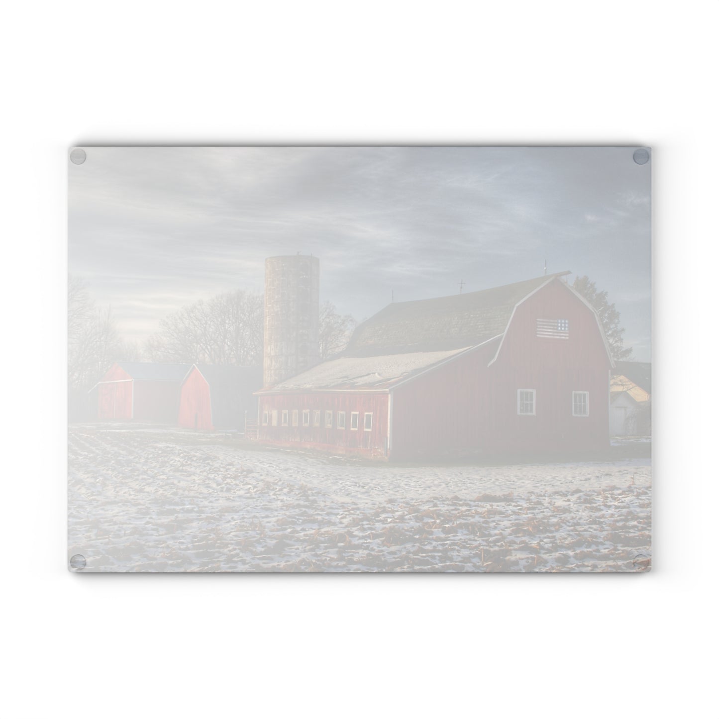 U R There Photography Mitchell Lake Road Red Rustic Farmhouse Tempered-Glass Cutting Board