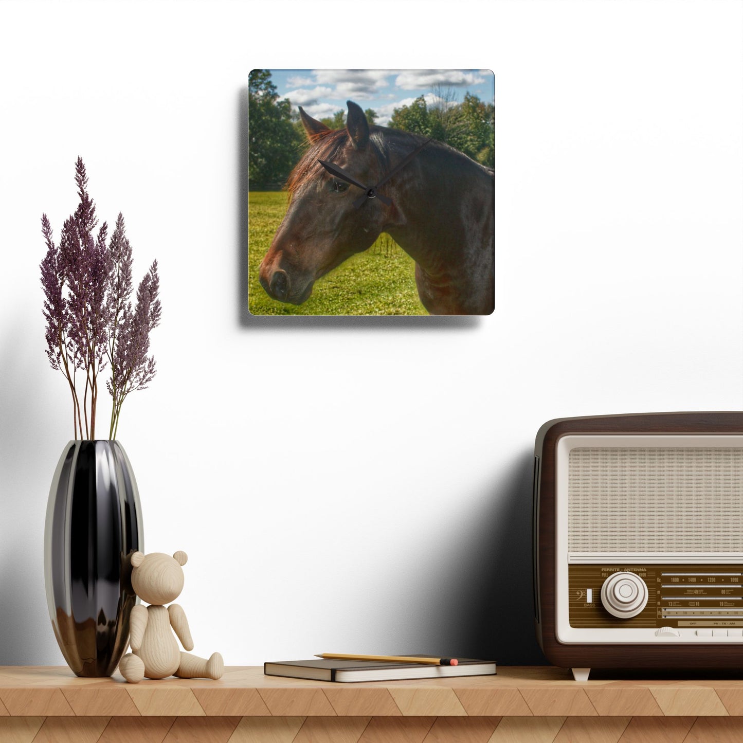 U R There Photography Brown Beauty I Rustic Farmhouse Acrylic Analog Wall Clock