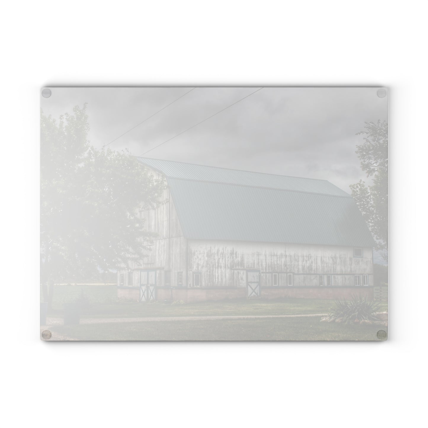 U R There Photography Bristol Road White II Rustic Farmhouse Tempered-Glass Cutting Board