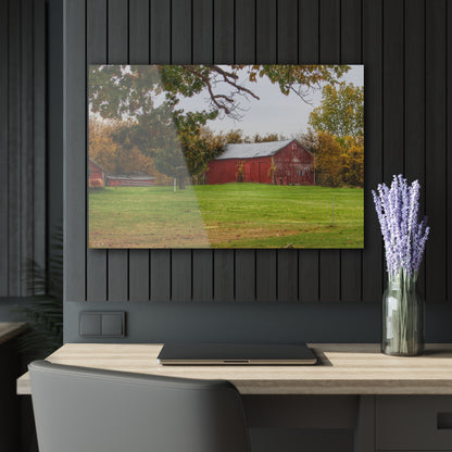 U R There Photography Hill Road Roadside Red Rustic Farmhouse Acrylic Wall Print