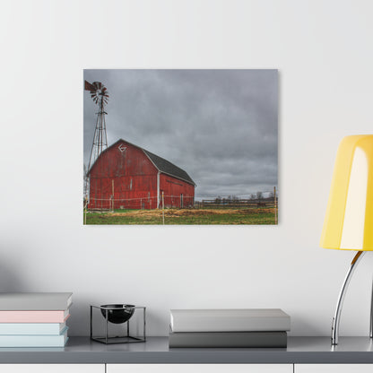 U R There Photography West Lake Road Red Barn and Windmill Rustic Farmhouse Acrylic Wall Print