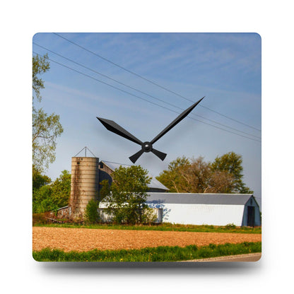 U R There Photography Deckerville Road Hidden Grey Rustic Farmhouse Acrylic Analog Wall Clock