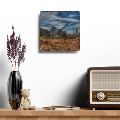 U R There Photography Newark Road White II Rustic Farmhouse Acrylic Analog Wall Clock