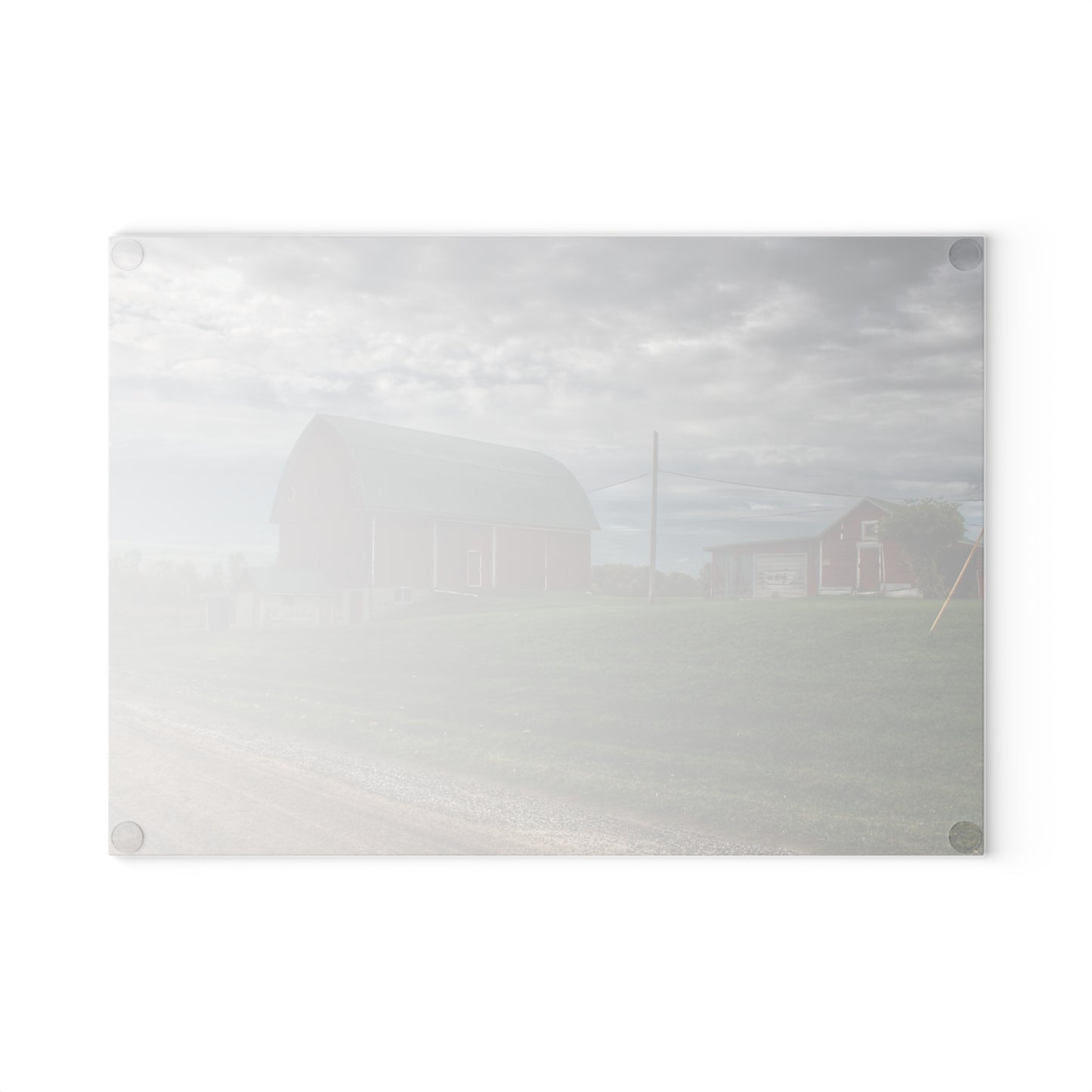 U R There Photography Elmwood Road Reds Rustic Farmhouse Tempered-Glass Cutting Board