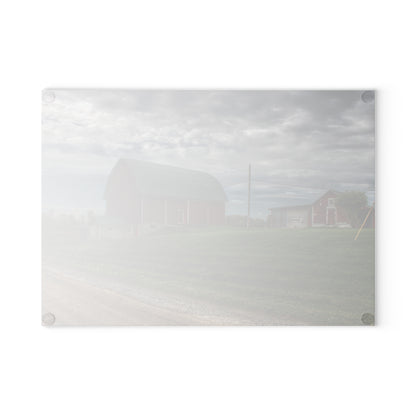 U R There Photography Elmwood Road Reds Rustic Farmhouse Tempered-Glass Cutting Board