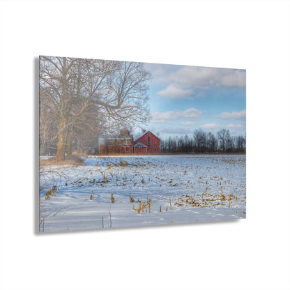 U R There Photography Across Barnes Road Frozen Cornfield Rustic Farmhouse Acrylic Wall Print