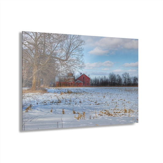 U R There Photography Across Barnes Road Frozen Cornfield Rustic Farmhouse Acrylic Wall Print
