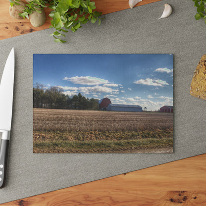 U R There Photography Isles Road Red Rustic Farmhouse Tempered-Glass Cutting Board