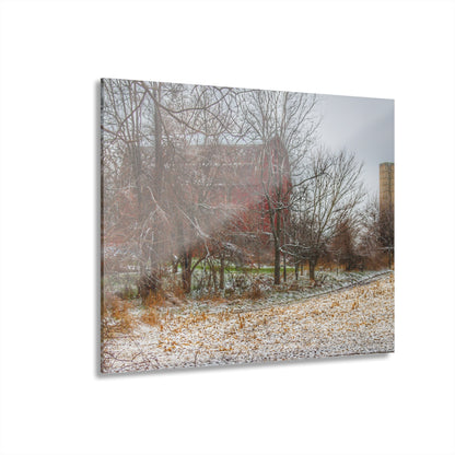 U R There Photography Hough Road Hidden Winter Red II Rustic Farmhouse Acrylic Wall Print