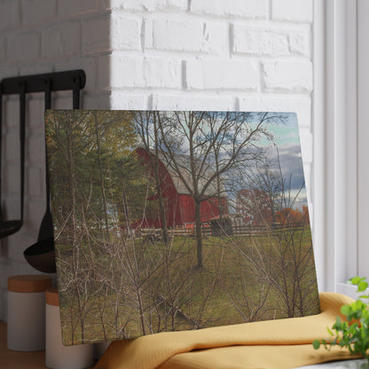 U R There Photography Laur Road Hidden Red Rustic Farmhouse Tempered-Glass Cutting Board