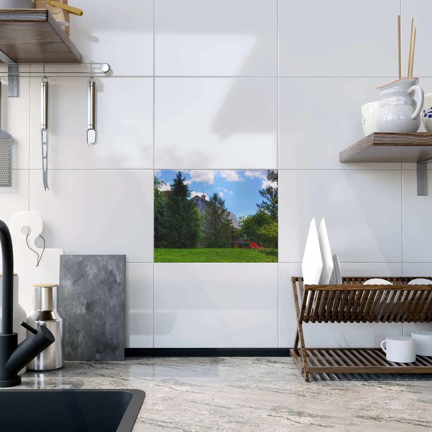 U R There Photography Bordman Road Hidden Grey Rustic Farmhouse Decorative Ceramic Tile